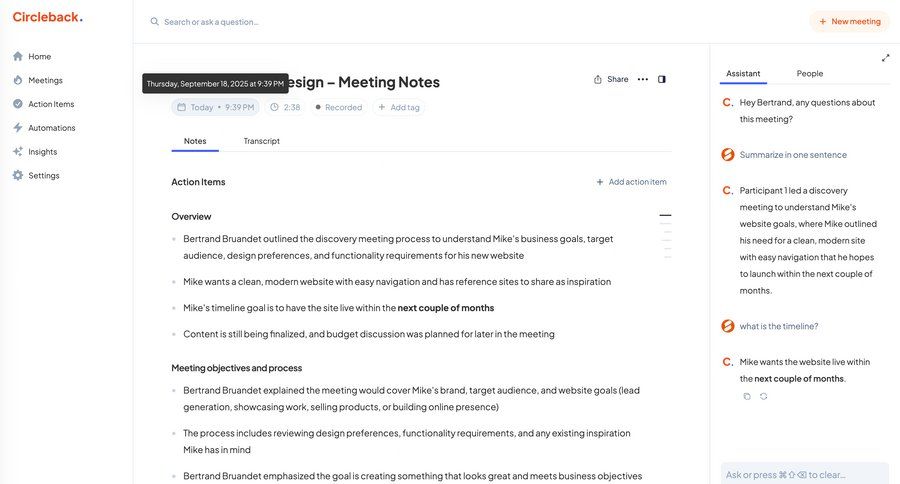 Circleback
			    ux ui design