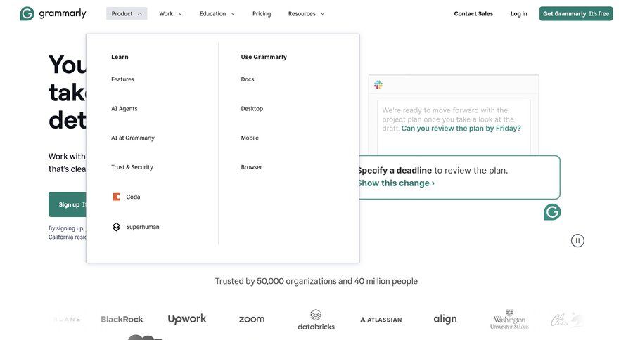 Grammarly
				dropdown & other states ui page example