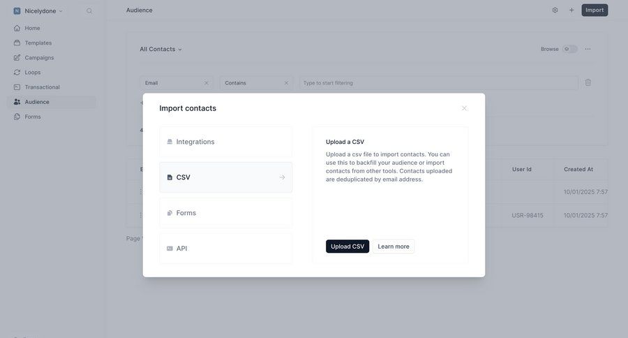 Loops screen example