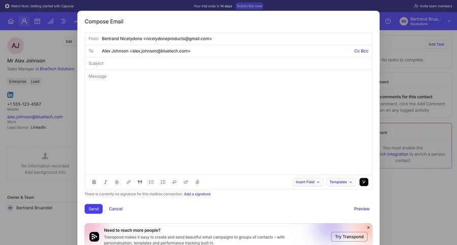 Capsule
				messaging ui page example