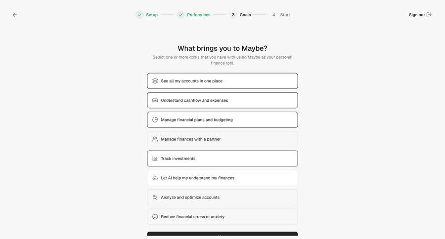 Maybe Finance screen example