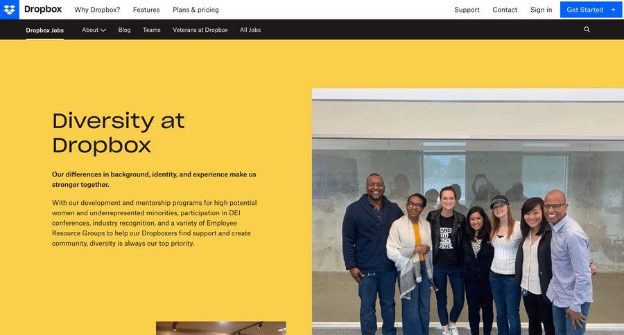 Dropbox
			careers diversity, equity and inclusion career jobs job ui page example