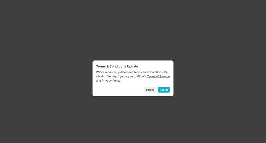 Glide
				modal & popover page example