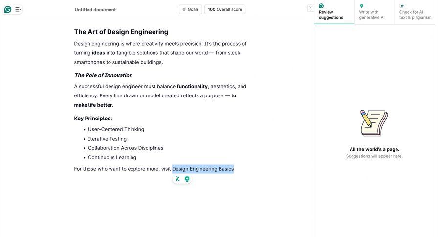 Grammarly screen example