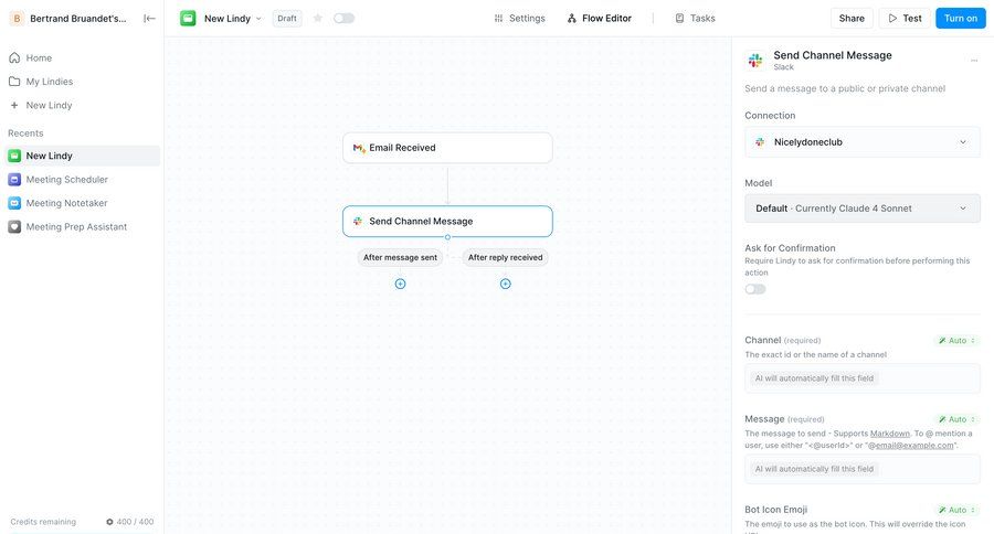 Lindy
			 configuration grid workflow form automation editor workflow automation workflow creation integration setup workflow configuration workflow screen workflow editor integration ui page example
