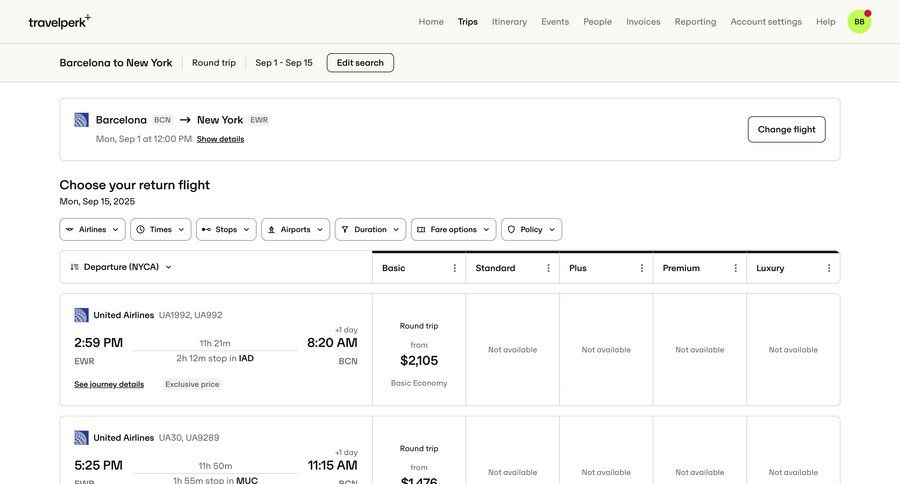 Travelperk screen example