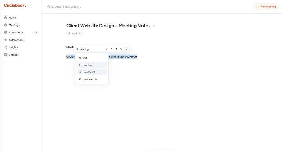 Circleback
			   ux ui design