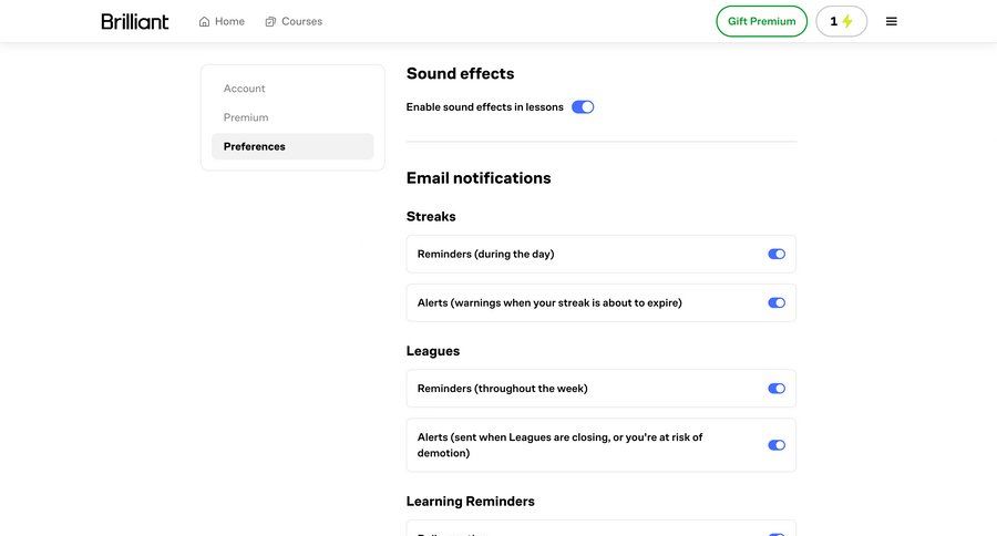 Brillant
			settings account settings notification settings settings notification management preferences alert ui page example