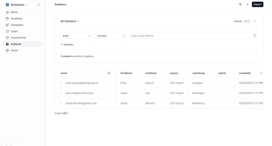 Loops screen example