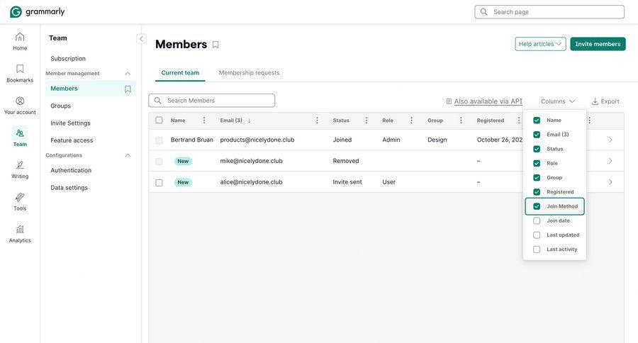 Grammarly screen example