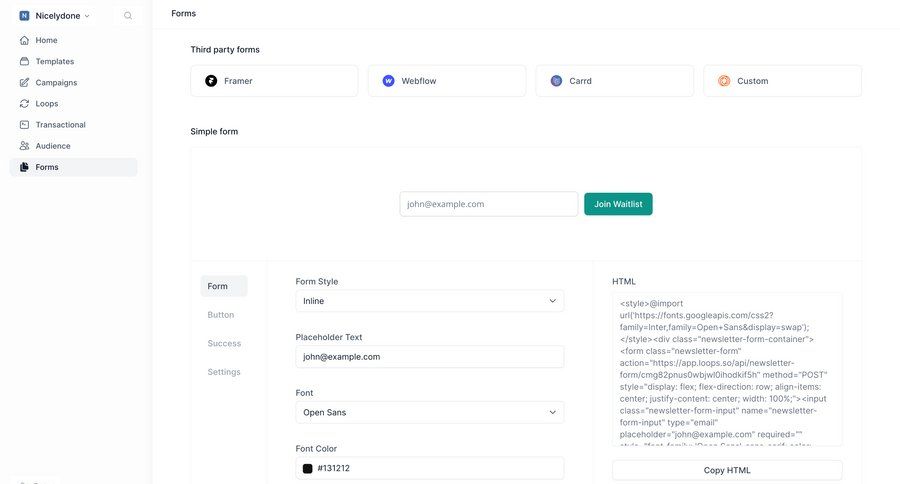 Loops screen example