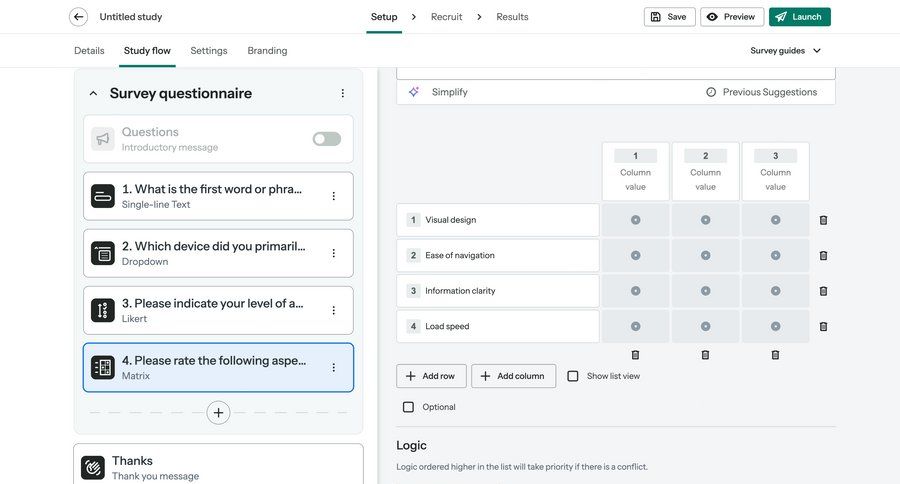 Optimal screen example