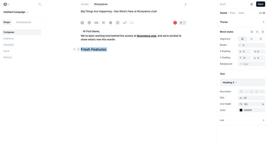 Loops screen example