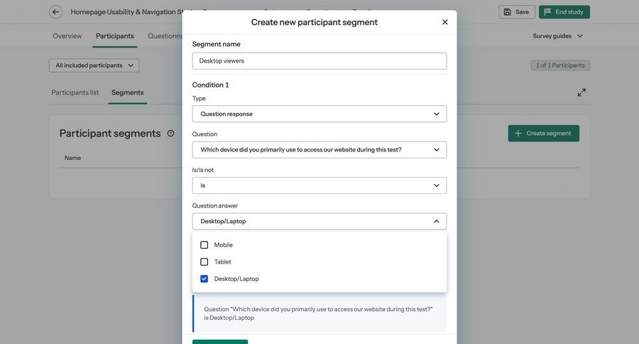 Optimal screen example