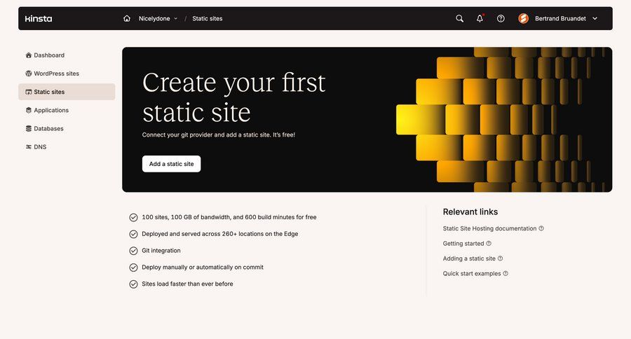 Kinsta screen example
