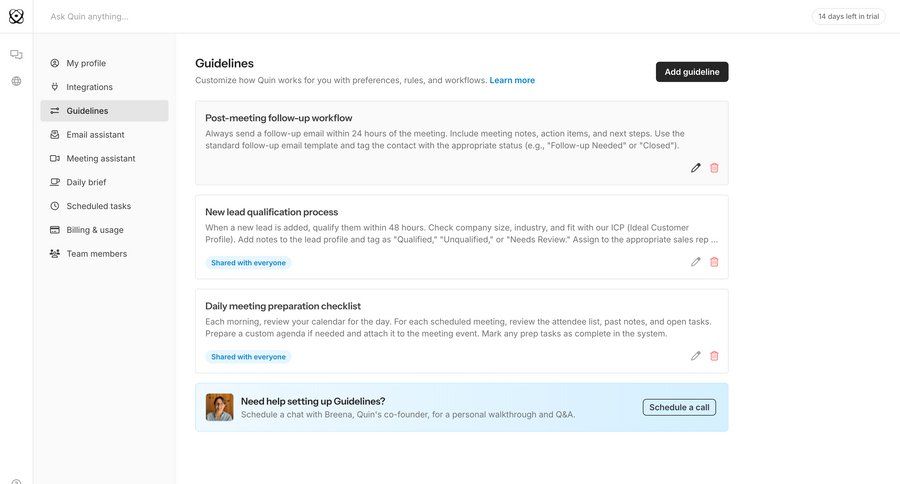 Quin
				settings ui page example