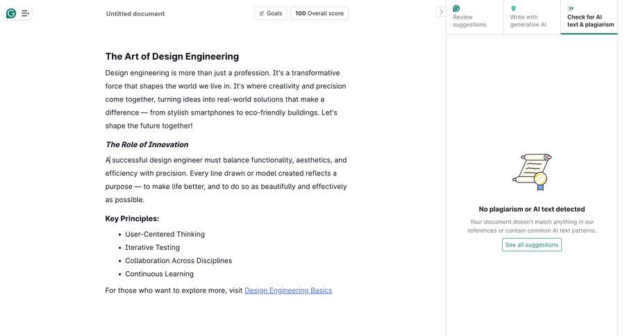 Grammarly screen example