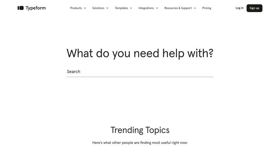Typeform UI screen examples
