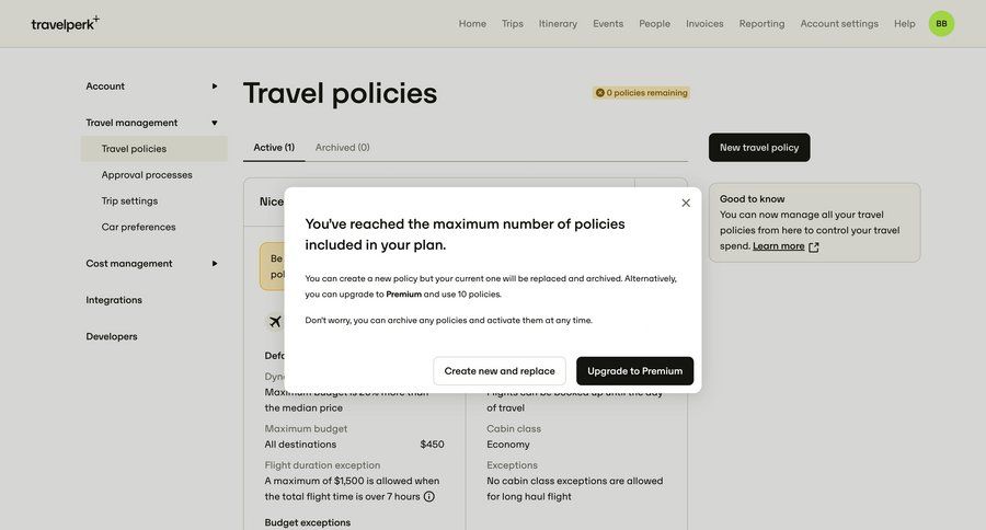 Travelperk screen example