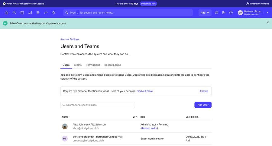 Capsule
			 settings user management permission management table ui page example