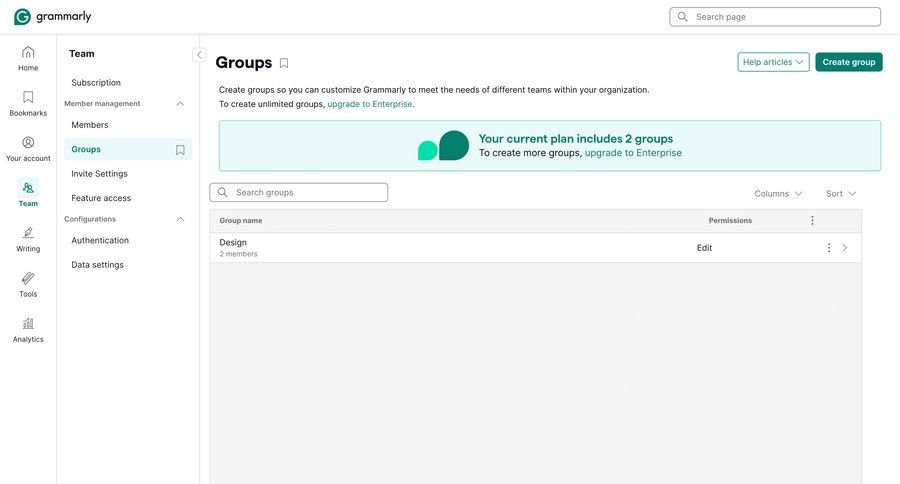 Grammarly screen example