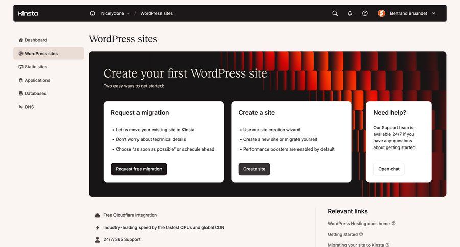 Kinsta screen example
