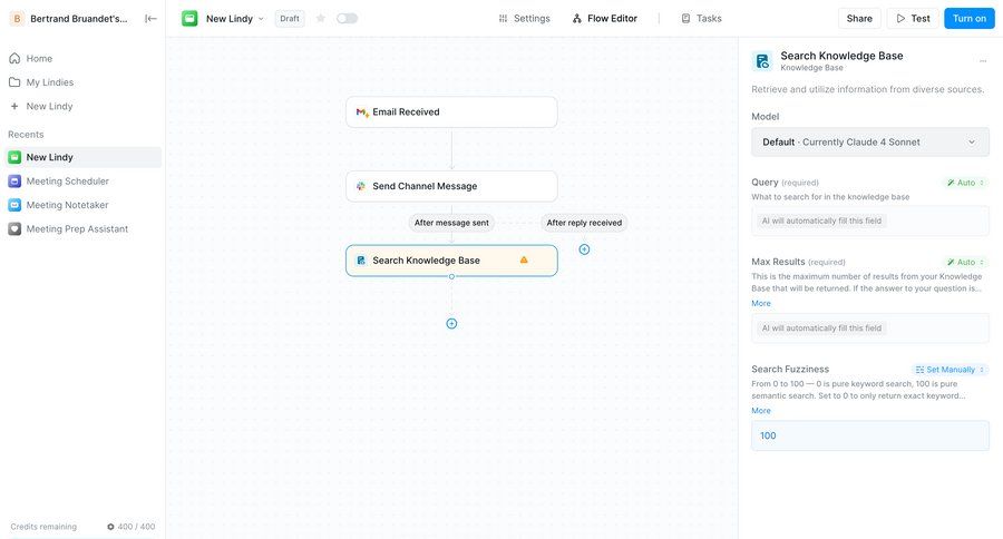Lindy
			 modal screen configuration sidebar navigation artificial intelligence grid workflow form workflow automation knowledge management workflow editor ui page example