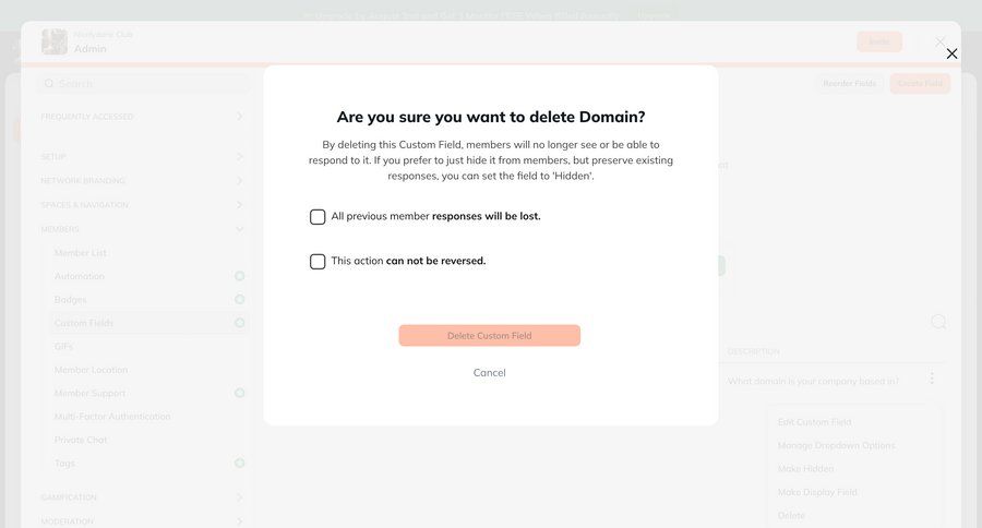 Mighty
			modal & popover delete warning state data management settings delete confirmation ui page example