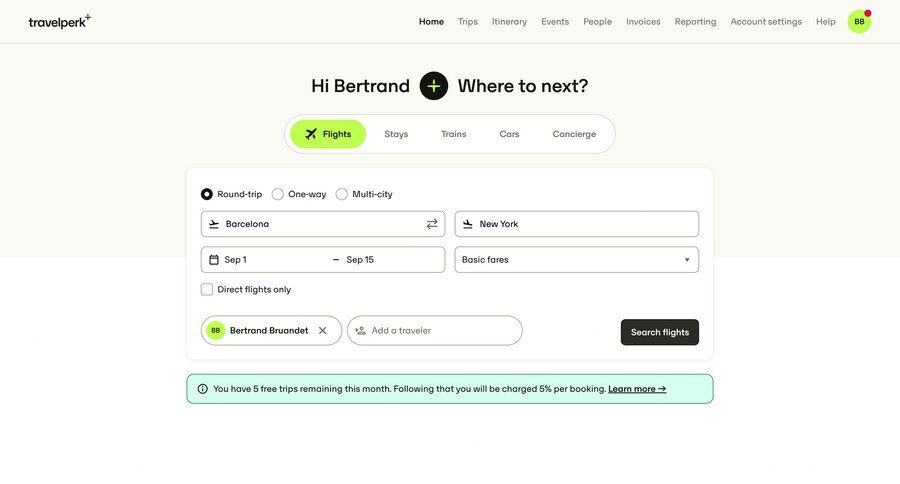 Travelperk screen example