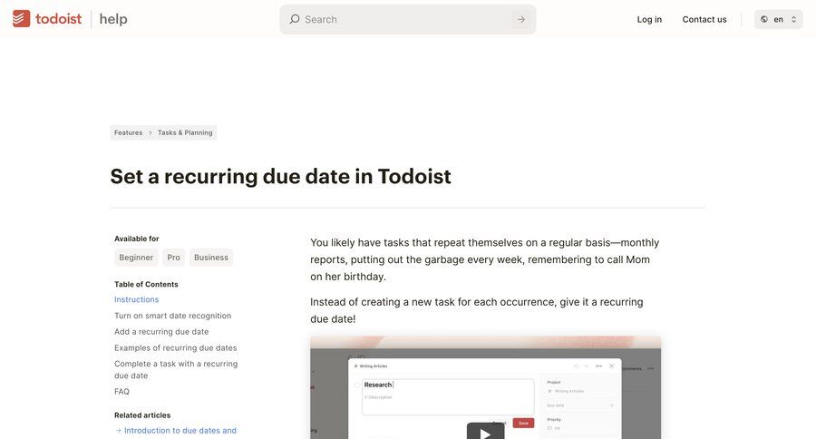 Todoist UI screen examples | Nicelydone