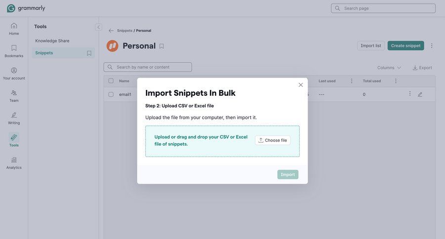 Grammarly screen example