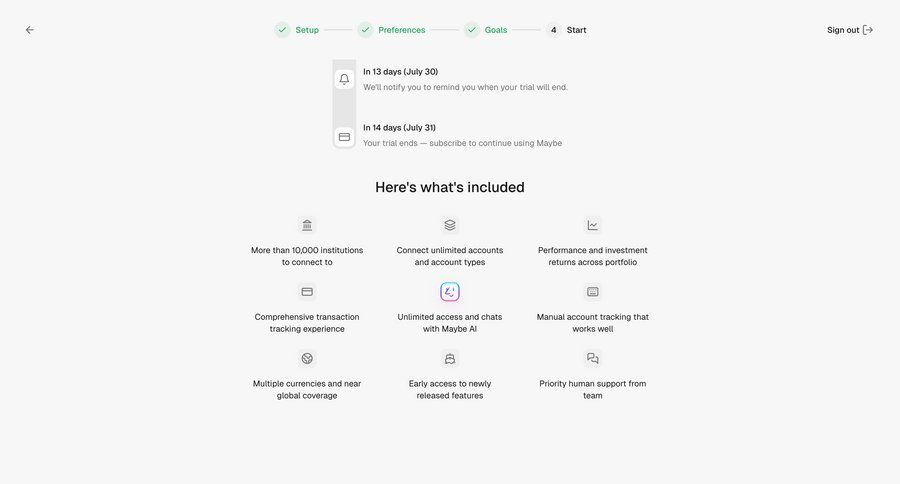 Maybe Finance screen example