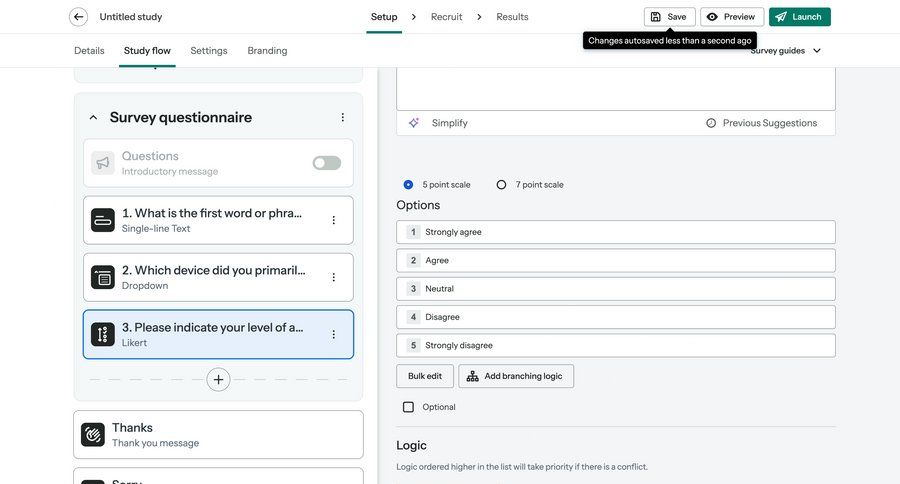 Optimal screen example