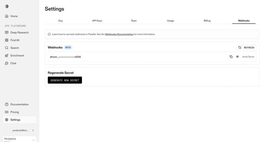 Parallel
			settings account settings integration settings configuration settings ui page example