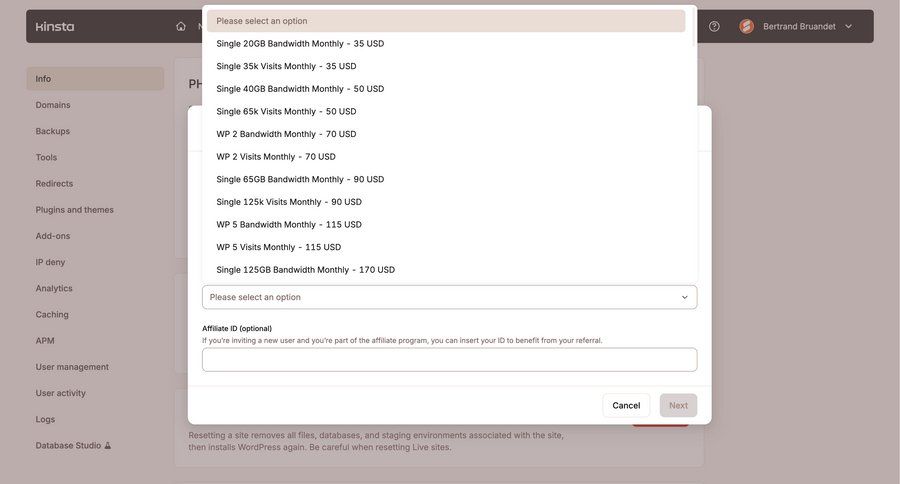 Kinsta screen example