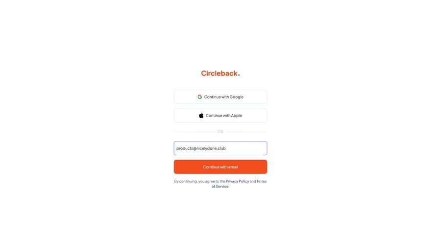 Circleback
				signin page example