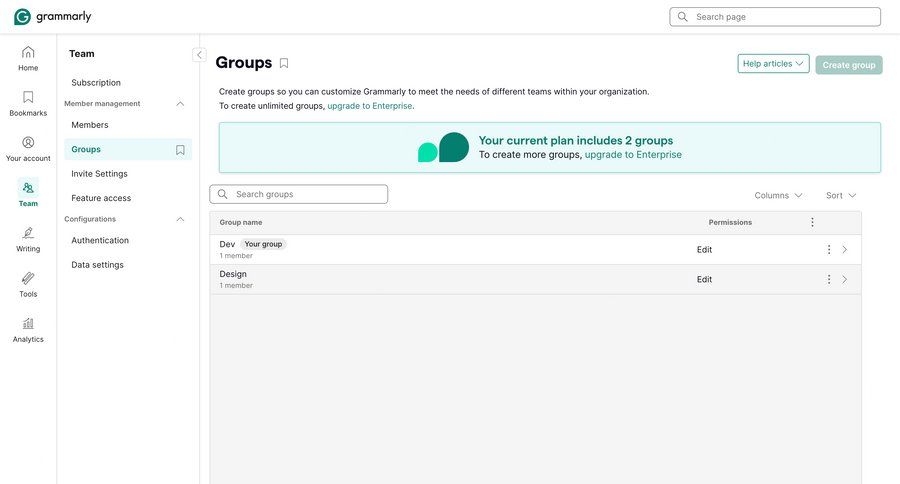 Grammarly screen example