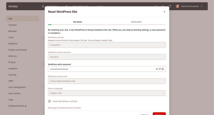 Kinsta screen example