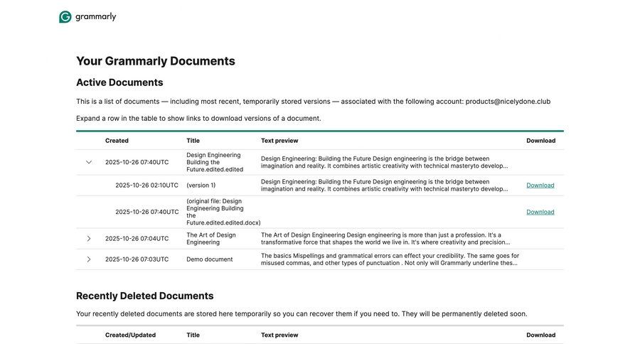 Grammarly screen example