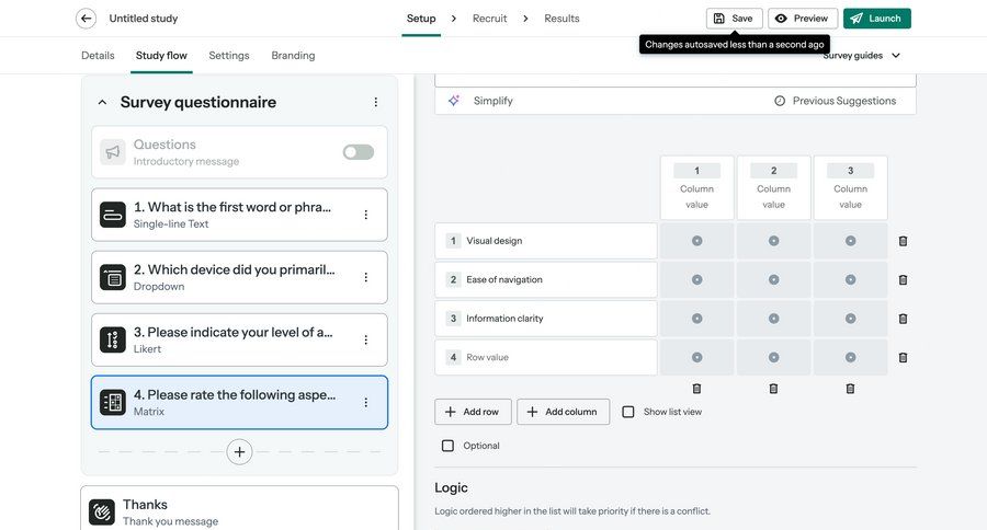 Optimal screen example