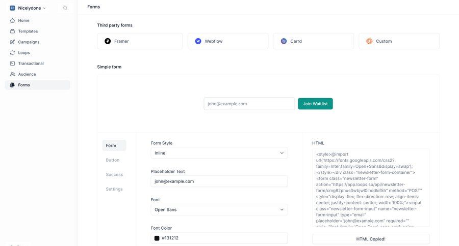 Loops screen example