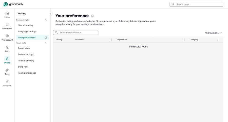 Grammarly screen example