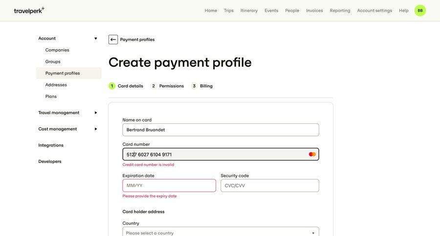 Travelperk screen example