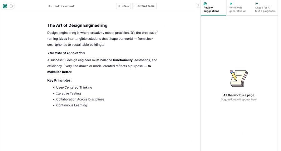 Grammarly screen example