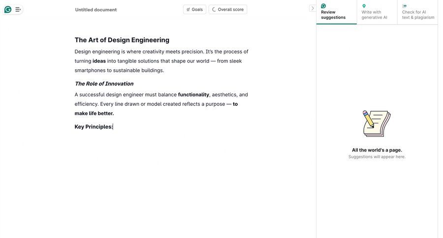 Grammarly screen example