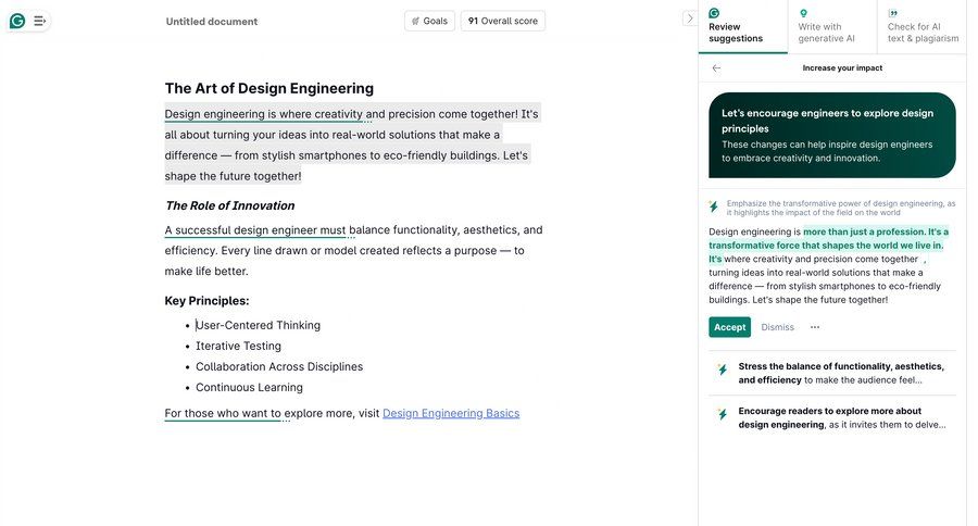 Grammarly screen example