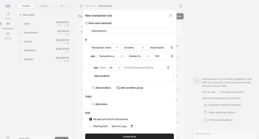 Maybe Finance screen example