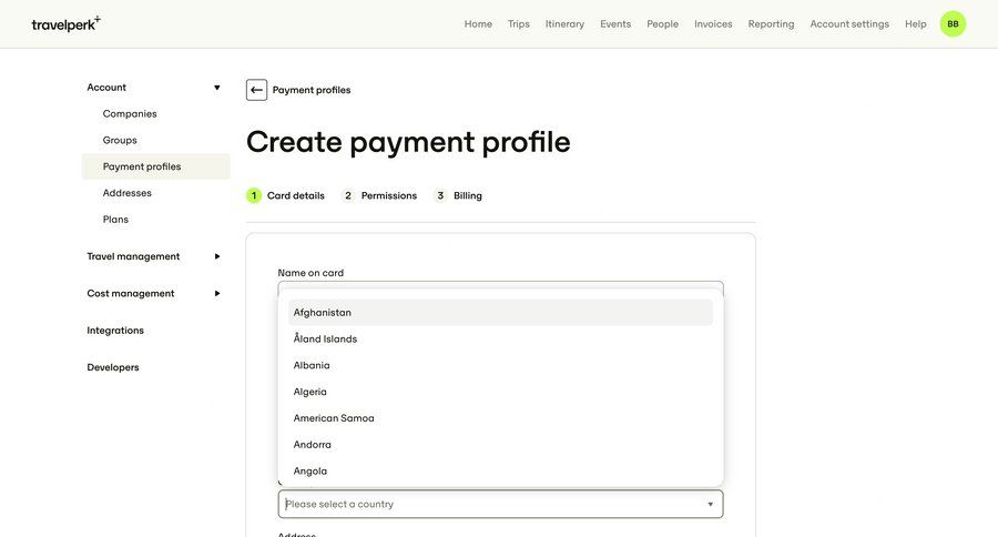 Travelperk screen example