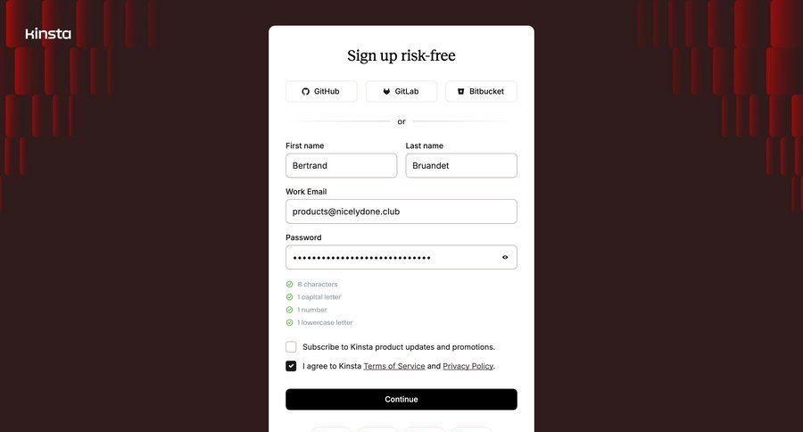 Kinsta screen example