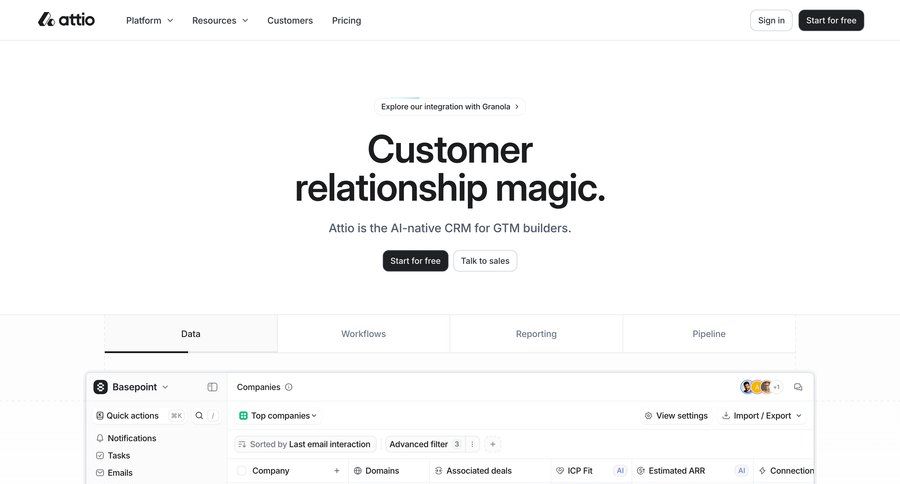 Attio
				landing page ui page example
